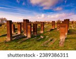 The history of Ahlat Selcuk Cemetery dates back 1000 years. November, 2023. Bitlis, Turkey.