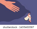 human hand helps sad young girl ... | Shutterstock .eps vector #1655603587
