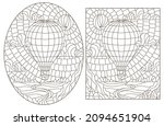 set of contour stained glass... | Shutterstock .eps vector #2094651904