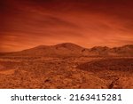 Small photo of Distant Martian Mountains from the Desert Landscape of the Planet Mars