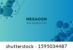 blue hexagon abstract... | Shutterstock .eps vector #1595034487