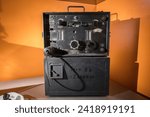 Torn. Fu. F Radio transmitterreciever used by the infantry. Two men were needed to carry the set and box containing the batteriees and accessories. Germany 1941
