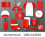 red corporate identity... | Shutterstock .eps vector #1881163681