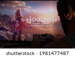 Man playing horizon forbidden...