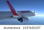 Small photo of Airbus A320 Iberia flying over Spain clean sky, 18 May, 2022, Spain, Madrid