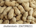 Baked groundnut, Goober or Monkey Nut, or Arachis hypogaea. Flat lay or top view. Ready to eat as snack