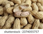 Baked groundnut, Goober or Monkey Nut, or Arachis hypogaea. Flat lay or top view. Ready to eat as snack