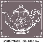vintage floral teapot. vector... | Shutterstock .eps vector #2081366467