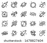 set of space icon vector...