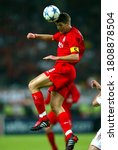 Small photo of Istanbul, TURKEY - May 25, 2005: Steven Gerrard in action during the UEFA Champions League final 2004/2005 AC Milan v Liverpool at the Ataturk Olympic Stadium.