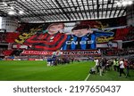 Small photo of Milan, ITALY - September 3, 2022: Milan supporters display a giant tifo prior to the Serie A 2022-2023 MILAN v INTER at San Siro Stadium.