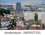 Panoramic arial view of Ljubljana skyline. Blurred background of Slovenia. Famous medieval square. City centre. Turist destination. Travel. European tourism. Landmark. Old historical town. Attraction.