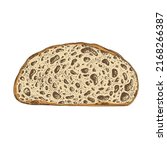 single slice of dark bread. | Shutterstock .eps vector #2168266387