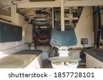 Small photo of Troyes, France -Sept. 2020 - Bench seats for troop transport in the exiguous interior of a former AMX-10 P, an amphibious, light infantry tank manufactured for the French Army by Giat Industries