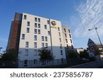 Small photo of Chevilly-Larue, France - Sept. 10, 2023 - Facade of a seven-story BB Hotel in the business park of Petit Leroy, next to Rungis International Market (wholesale rood market) and near Paris-Orly Airport