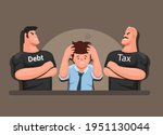 stressed man with tax and debt... | Shutterstock .eps vector #1951130044