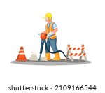 construction worker drilling... | Shutterstock .eps vector #2109166544