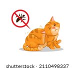 cat itchy of lice. pet animal... | Shutterstock .eps vector #2110498337