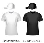 mens t shirt and baseball cap | Shutterstock . vector #1343432711