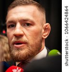 Small photo of DUBLIN, IRELAND - NOVEMBER 2017: UFC and MMA fighter, Conor "The Notorious" McGregor at the Irish premiere of the documentary about his rise within the ranks of MMA fighting.