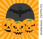 card for halloween with pumpkin ... | Shutterstock . vector #214791721