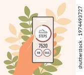pedometer in a mobile phone. an ... | Shutterstock .eps vector #1974493727