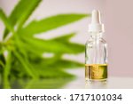 Glass Bottle With Cbd Oil On...