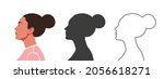 heads in profile. woman's face... | Shutterstock .eps vector #2056618271