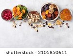 Mix of nuts and dried fruits on ...
