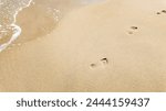 Footprints in the sand by the...