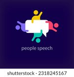 People team logo around creative speech. Unique color transitions. Unique teamwork speech logo template. vector