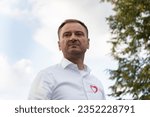 Small photo of SKAWINA, POLAND - AUGUST 23, 2023: Slawomir Nitras, Polish politician during a meeting with voters at an election campaign rally in Skawina, Lesser Poland Voivodeship.