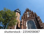 Small photo of Corpus Christi Basilica in Krakow, Poland. Bazylika Bozego Ciala w Krakowie. Gothic church in Kazimierz district of Cracow.