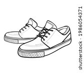 shoe line drawing. shoes... | Shutterstock .eps vector #1986054371