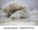 Small photo of Huge Waves during a powefull storm at Hartlepool, County Durham. England, UK.