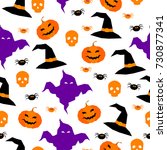 happy halloween seamless... | Shutterstock .eps vector #730877341