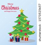 christmas tree with gifts box... | Shutterstock .eps vector #1573525657