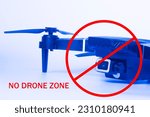 Warning sign No drone zone. No-fly zone
