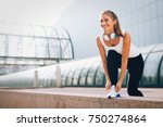 Picture of young attractive happy fitness woman