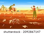 cartoon archaeological... | Shutterstock .eps vector #2092867147