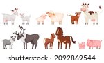 cartoon farm animal family ... | Shutterstock .eps vector #2092869544