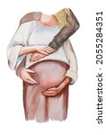 Beautiful watercolor pregnant...