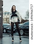 Small photo of PARIS, FRANCE - MARCH 05, 2019: Estelle Chemouny seen outside MIU MIU show, during Paris Fashion Week Womenswear Fall/Winter 2019/2020.