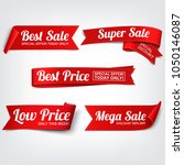 a set of red paper sale banners.... | Shutterstock .eps vector #1050146087