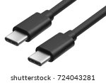 cable usb-c to usb-c. Two Black connectors Type-C isolated on white background