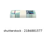 Small photo of Bundle of 100 peruvian soles bills on white background