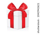 red gift box isolated on a... | Shutterstock .eps vector #1042942621