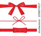 red bow with ribbons set... | Shutterstock .eps vector #1058074517
