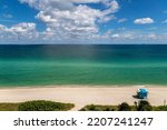 6767 Collins Ave APT 1110, Miami Beach
Beach view with a horizon, a blue sky, a big sea and a beautiful vacation landscape, waves, lifeguard house