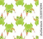 Cute Cartoon Frogs With Party...